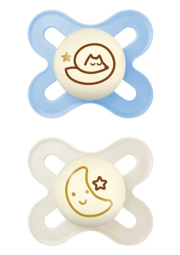 MAM Start Night Πιπίλες 0-2 Μηνών Μπλε & Λευκή με Γάτα και Φεγγάρι – 2 Τεμάχια